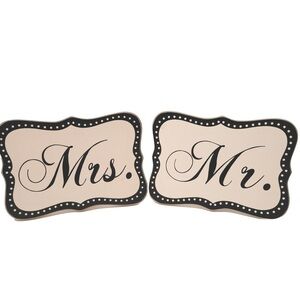 Black and Cream Mr. and Mrs. Plaque Decor